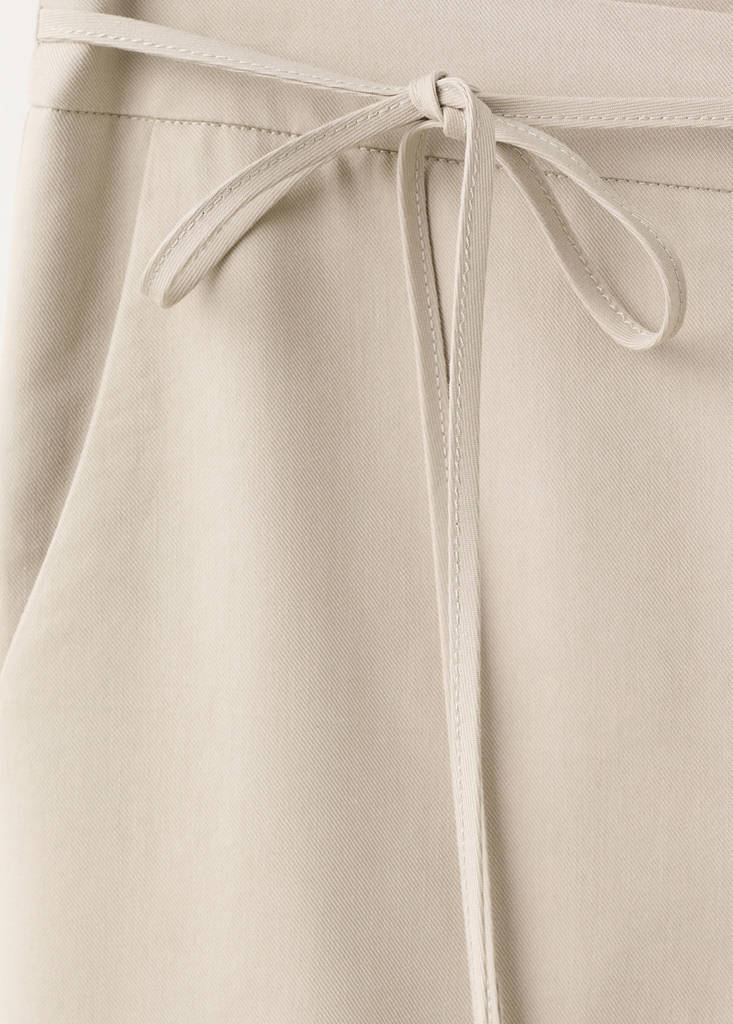 Wide leg trousers with drawstring — Beige