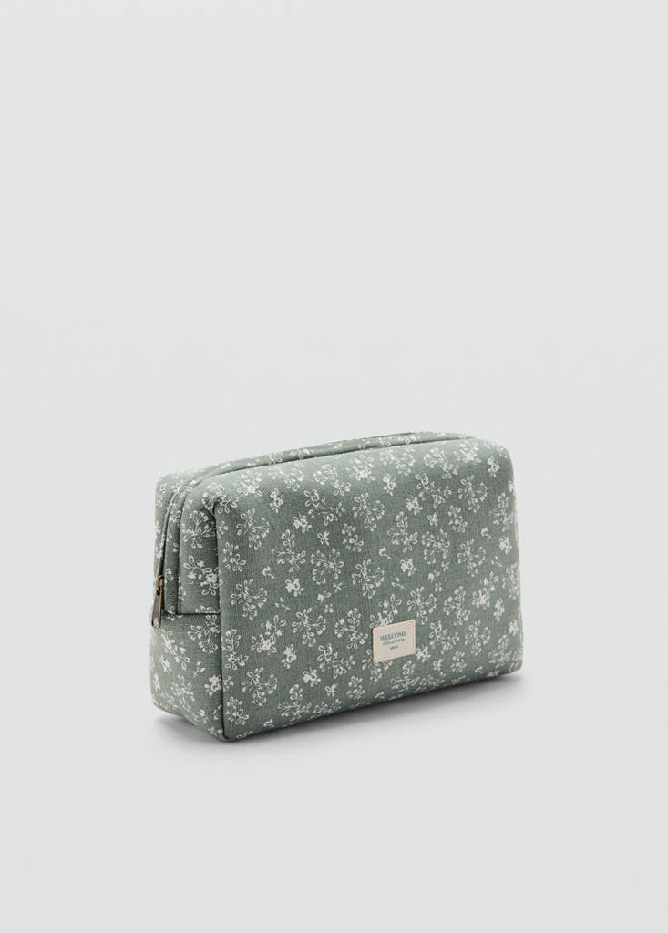 Floral-print cosmetic bag — Green