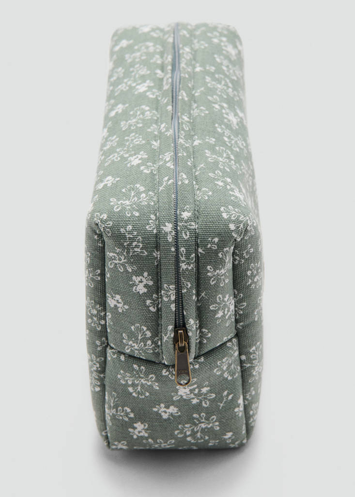 Floral-print cosmetic bag — Green