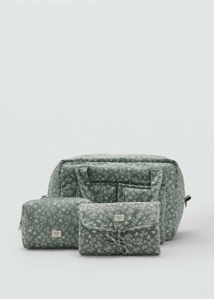 Floral-print cosmetic bag — Green