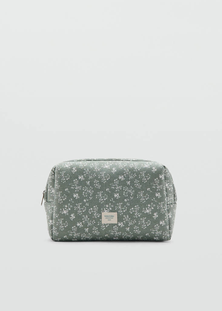Floral-print cosmetic bag — Green