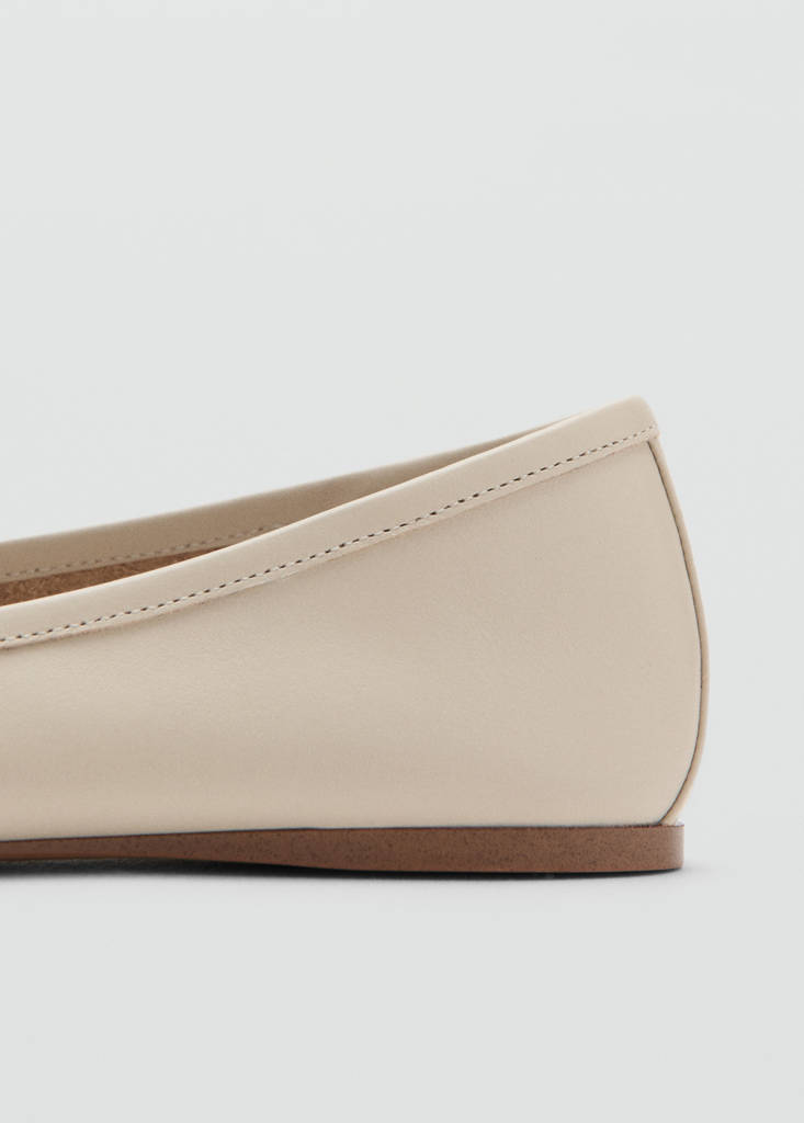 Leather ballet flats with bow — White