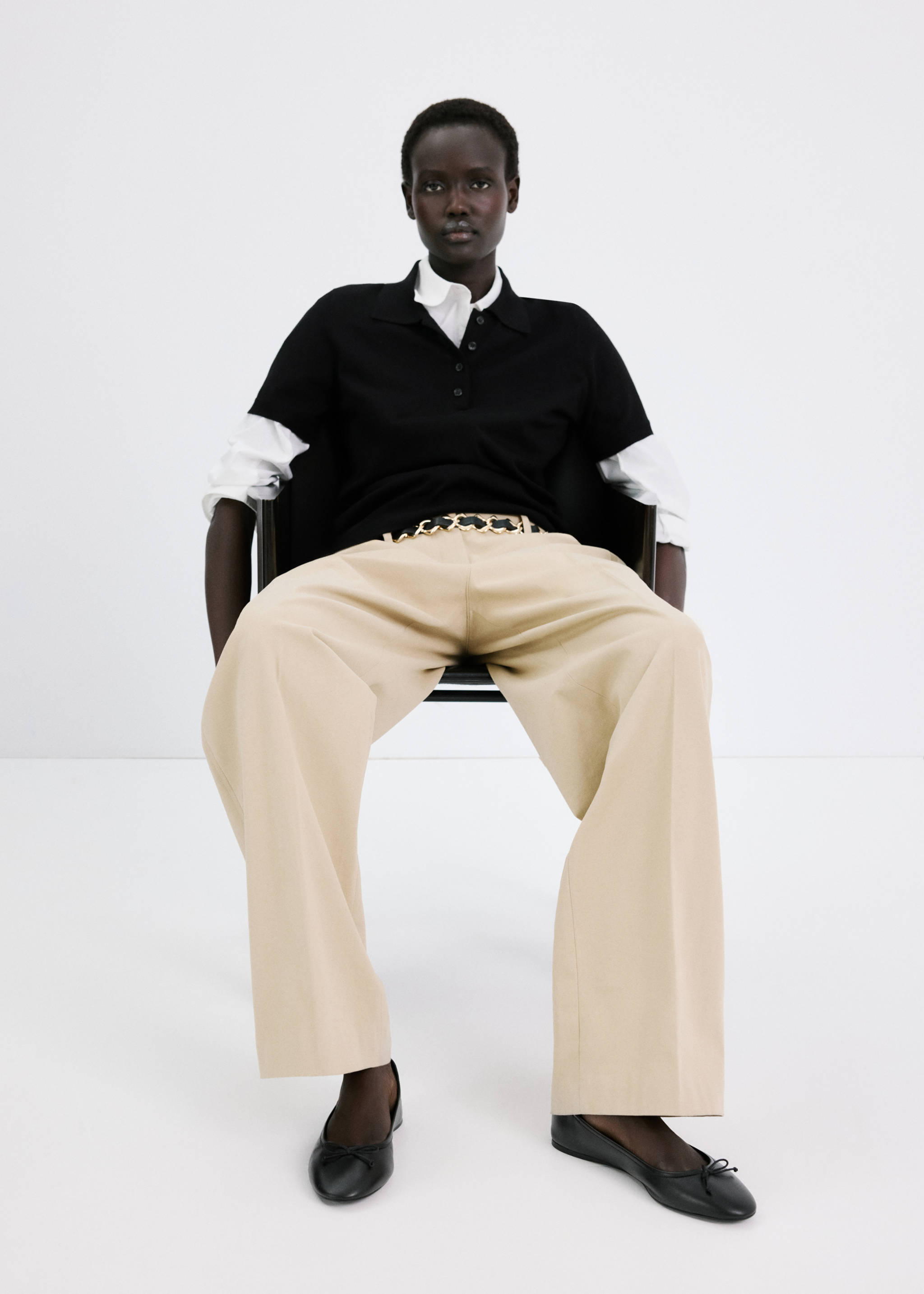 Leren ballerina's met strik - Overzichtstekening