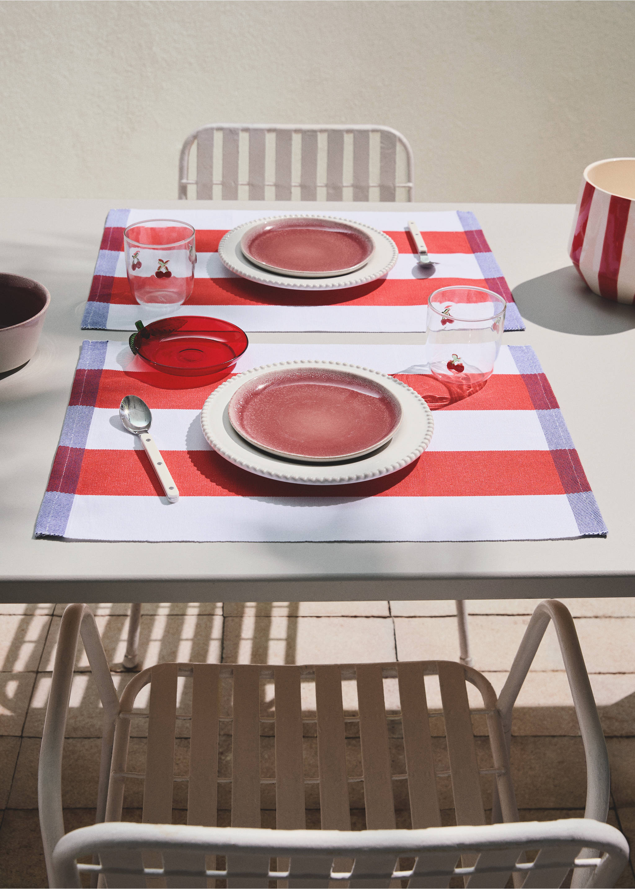 100% cotton striped printed placemats - General plane, Red. Ref: 27072553-00.