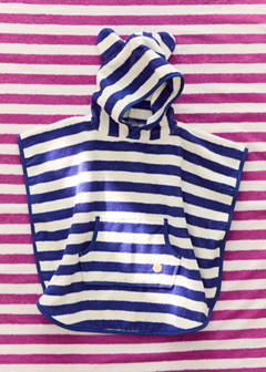 Striped poncho towel — Blue 1