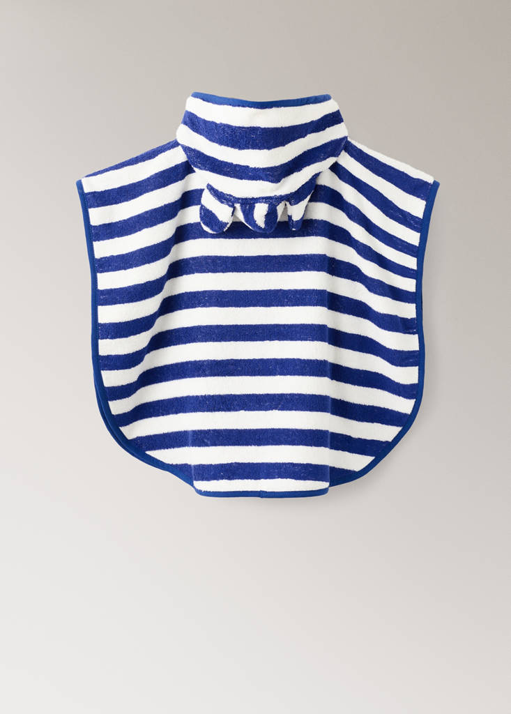 Striped poncho towel — Blue