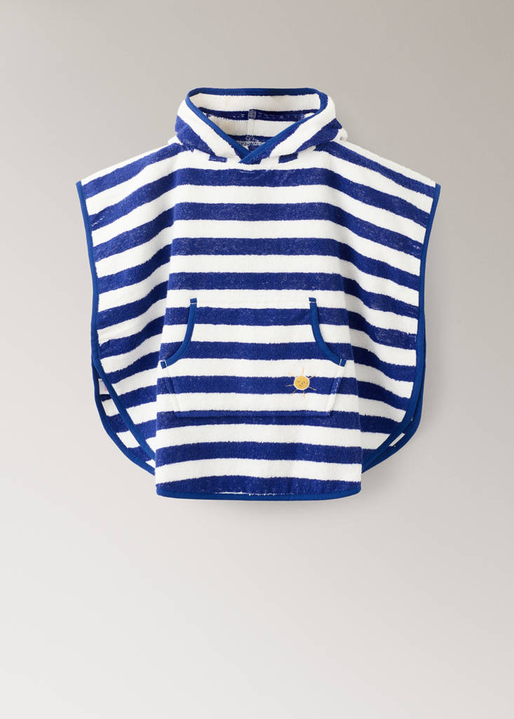 Striped poncho towel — Blue