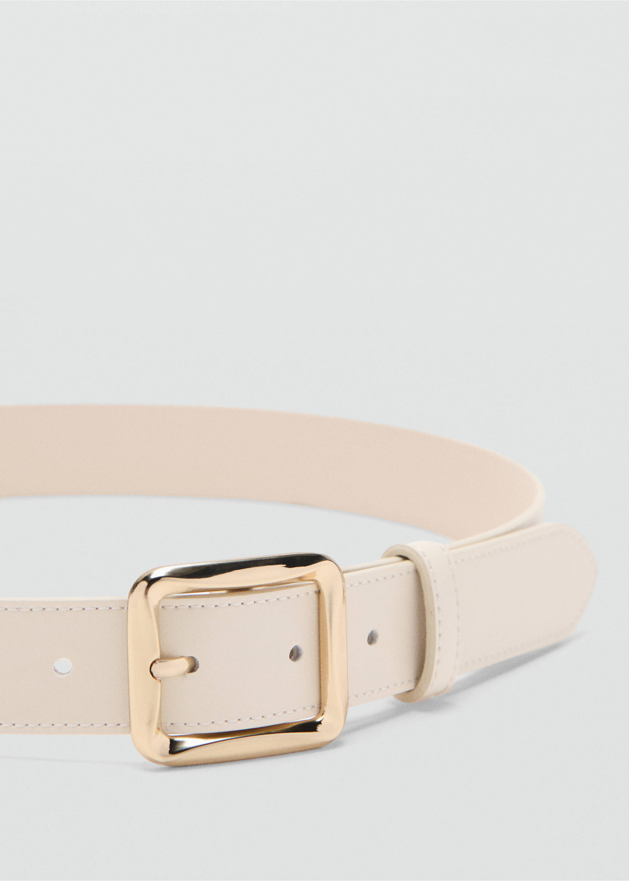 Square buckle belt - Medium plane, Ecru. Ref: 27072889-00.