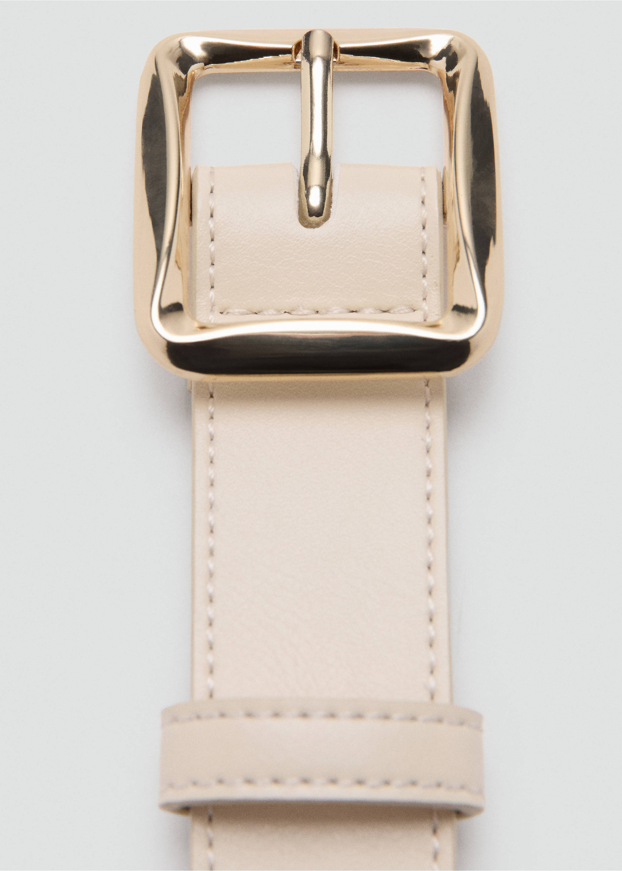 Square buckle belt - Details of the article 1, Ecru. Ref: 27072889-00.