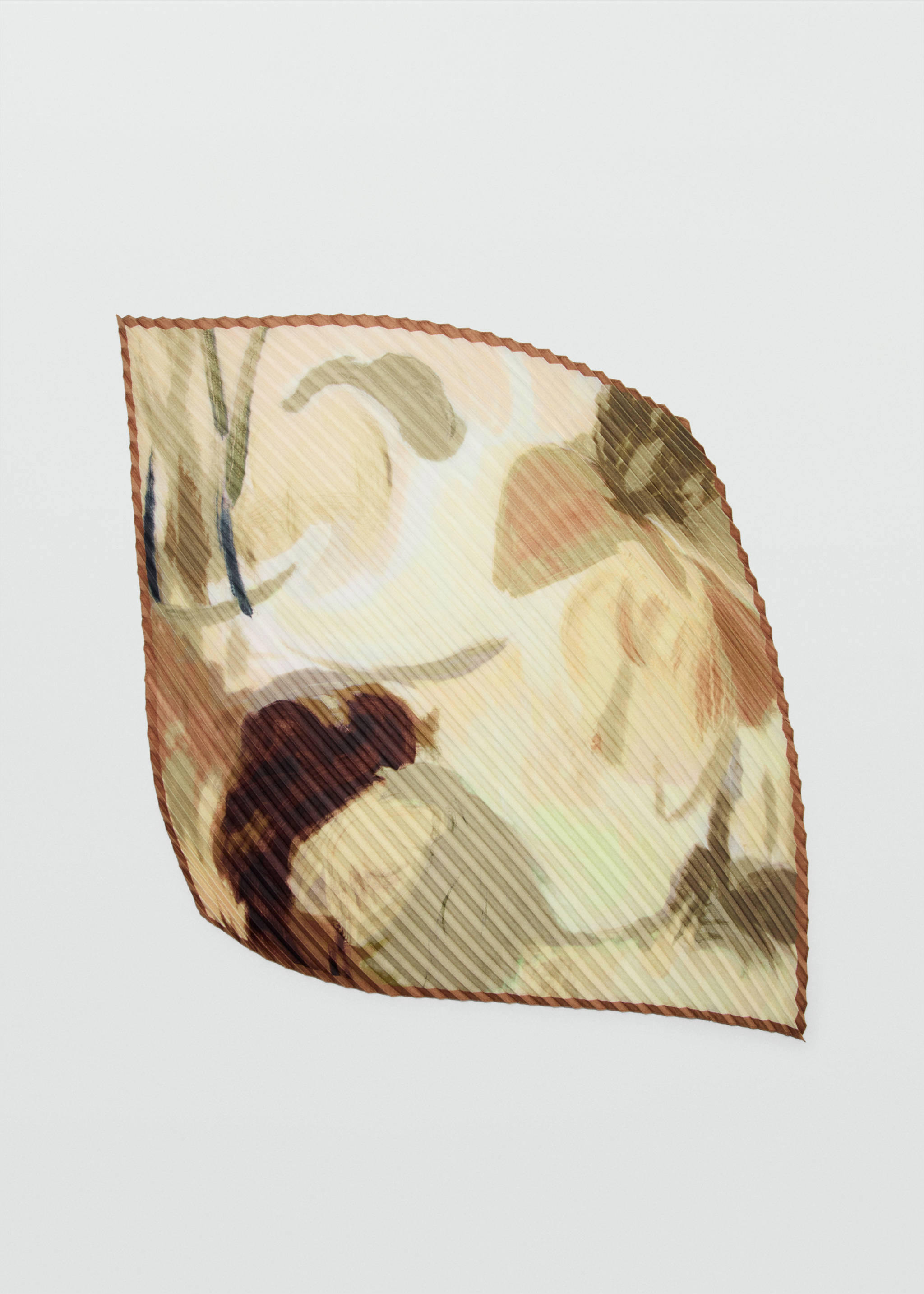 Printed pleated scarf - Article without model, Pastel Yellow. Ref: 27072894-00.