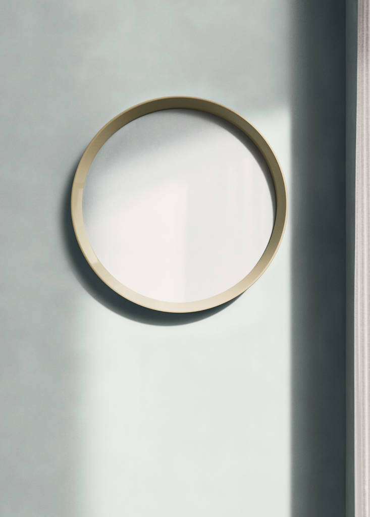 Round wood mirror — Ecru