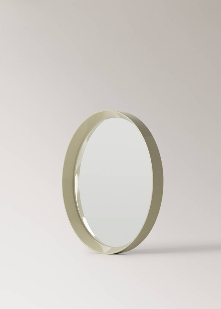 Round wood mirror — Ecru