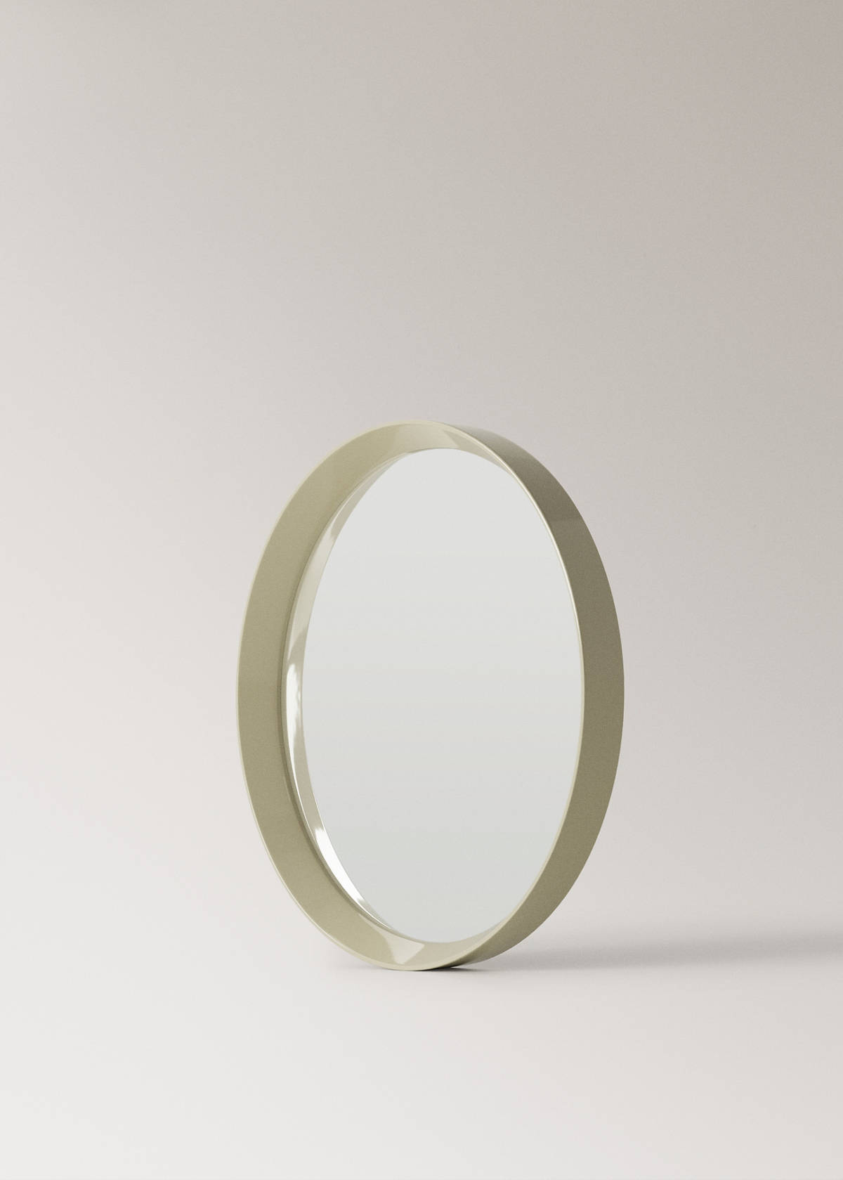 Round wood mirror — Ecru
