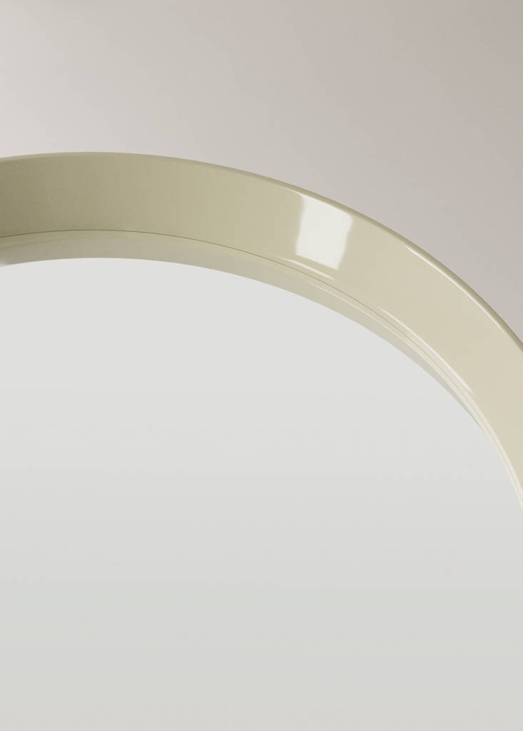Round wood mirror — Ecru