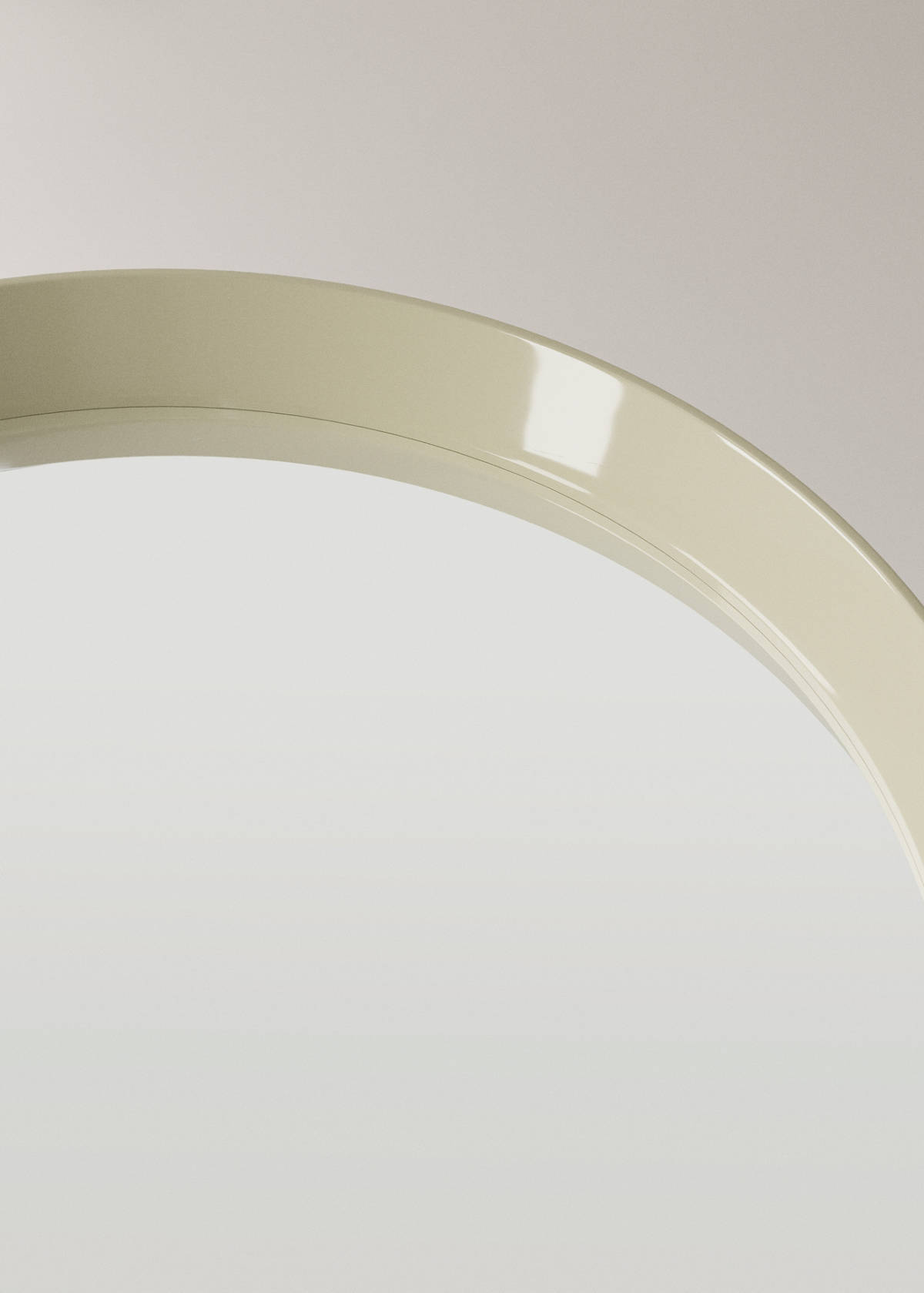 Round wood mirror — Ecru