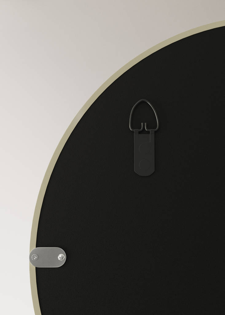 Round wood mirror — Ecru