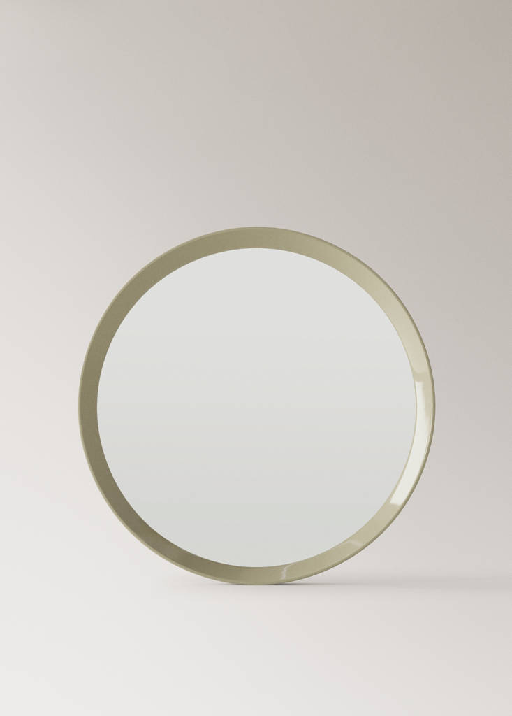 Round wood mirror — Ecru