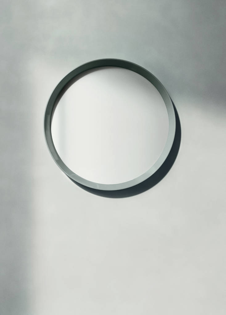Round wood mirror — Aqua Green