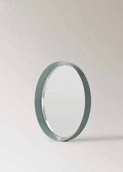 Round wood mirror — Aqua Green 2