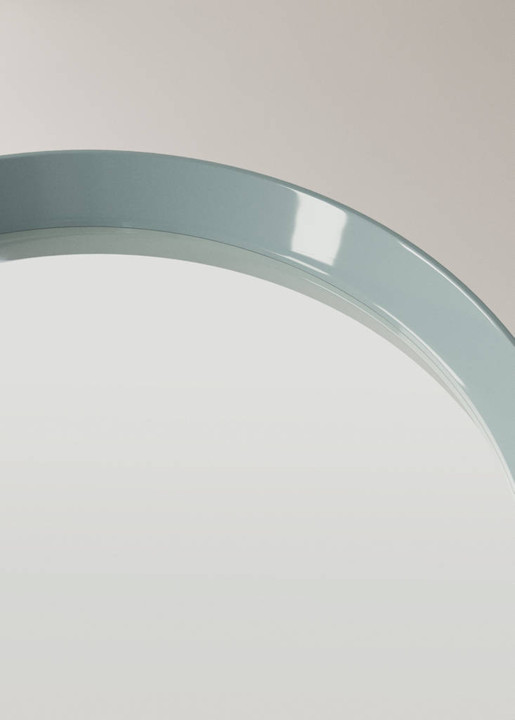 Round wood mirror — Aqua Green