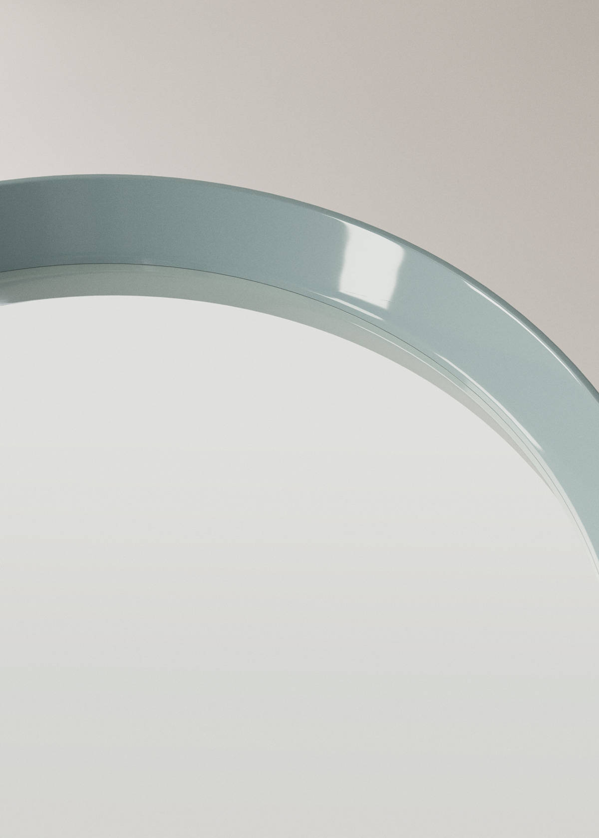 Round wood mirror — Aqua Green