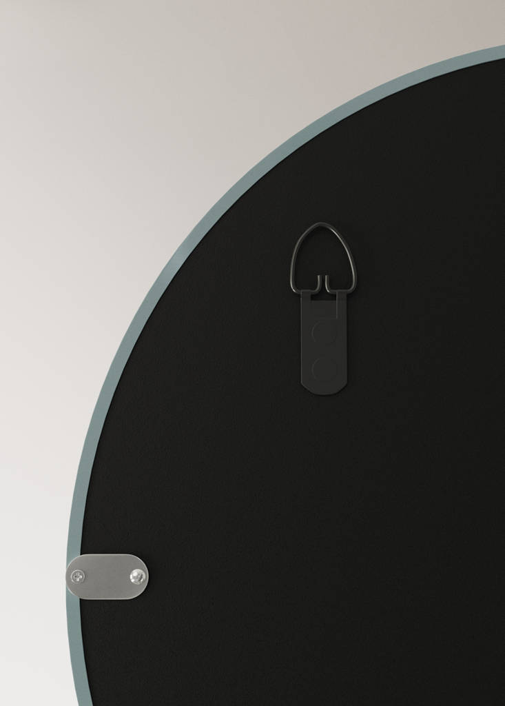 Round wood mirror — Aqua Green
