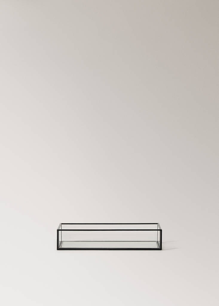 Small decorative glass and metal tray — Black