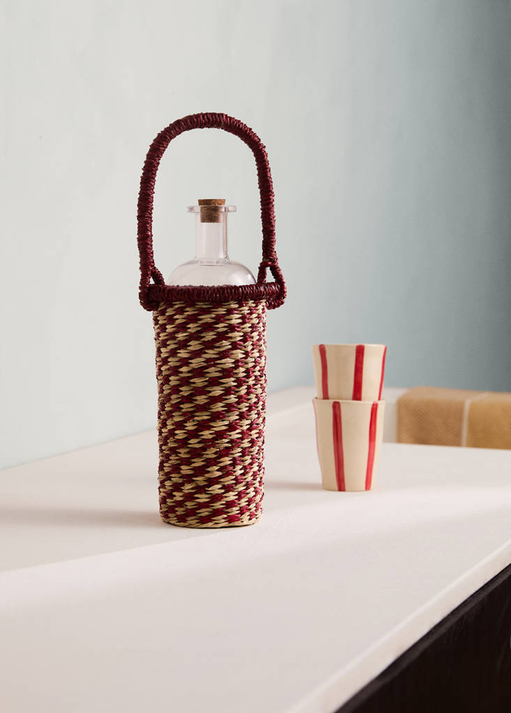 Seagrass bottle rack — Petrol Blue