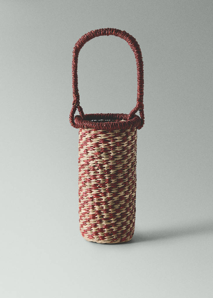 Seagrass bottle rack — Petrol Blue