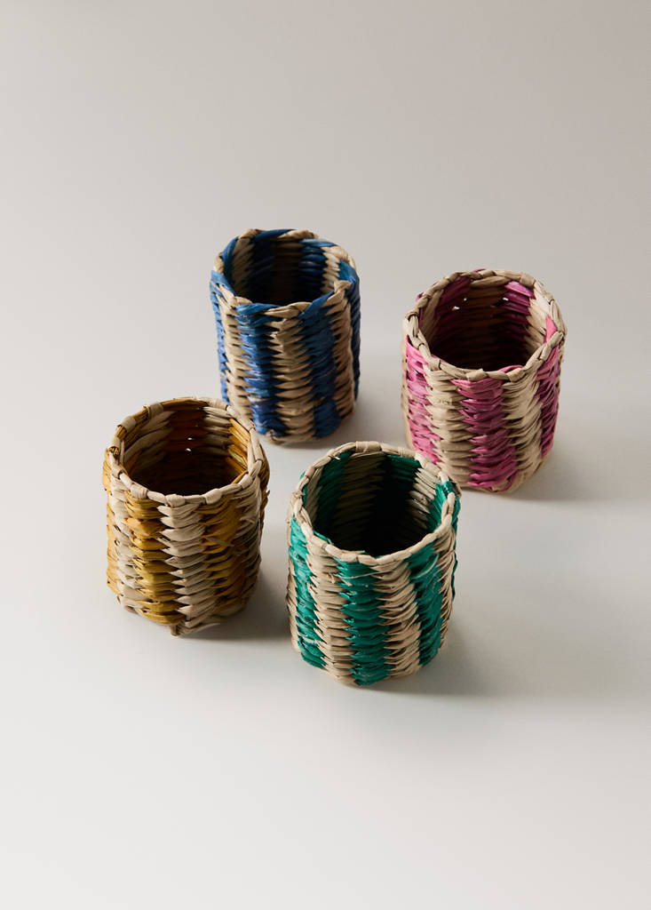Seagrass napkin ring set in assorted colours — Fuchsia