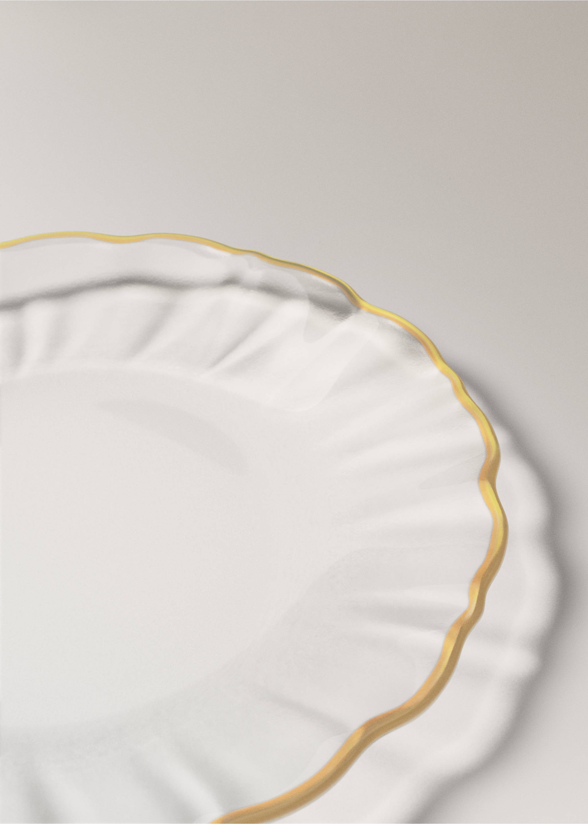 Glass plate with contrasting rim - Details of the article 1, Ice Grey. Ref: 27072924-00.