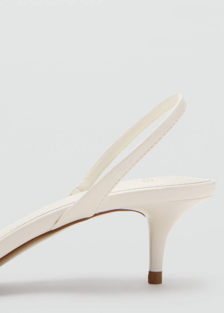 Kitten-heel sandals with strap — Ecru