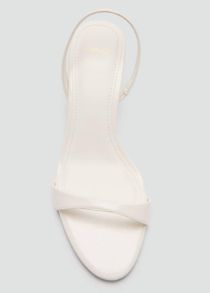 Kitten-heel sandals with strap — Ecru
