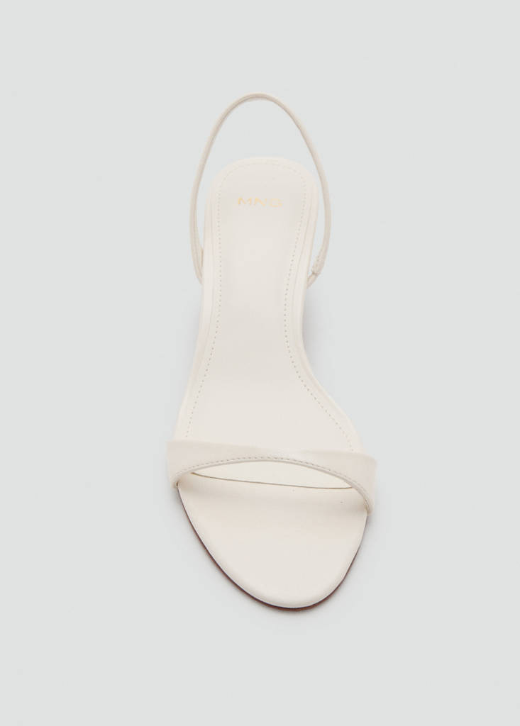 Kitten-heel sandals with strap — Ecru