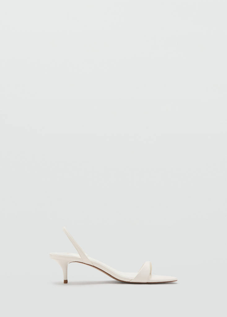 Kitten-heel sandals with strap — Ecru