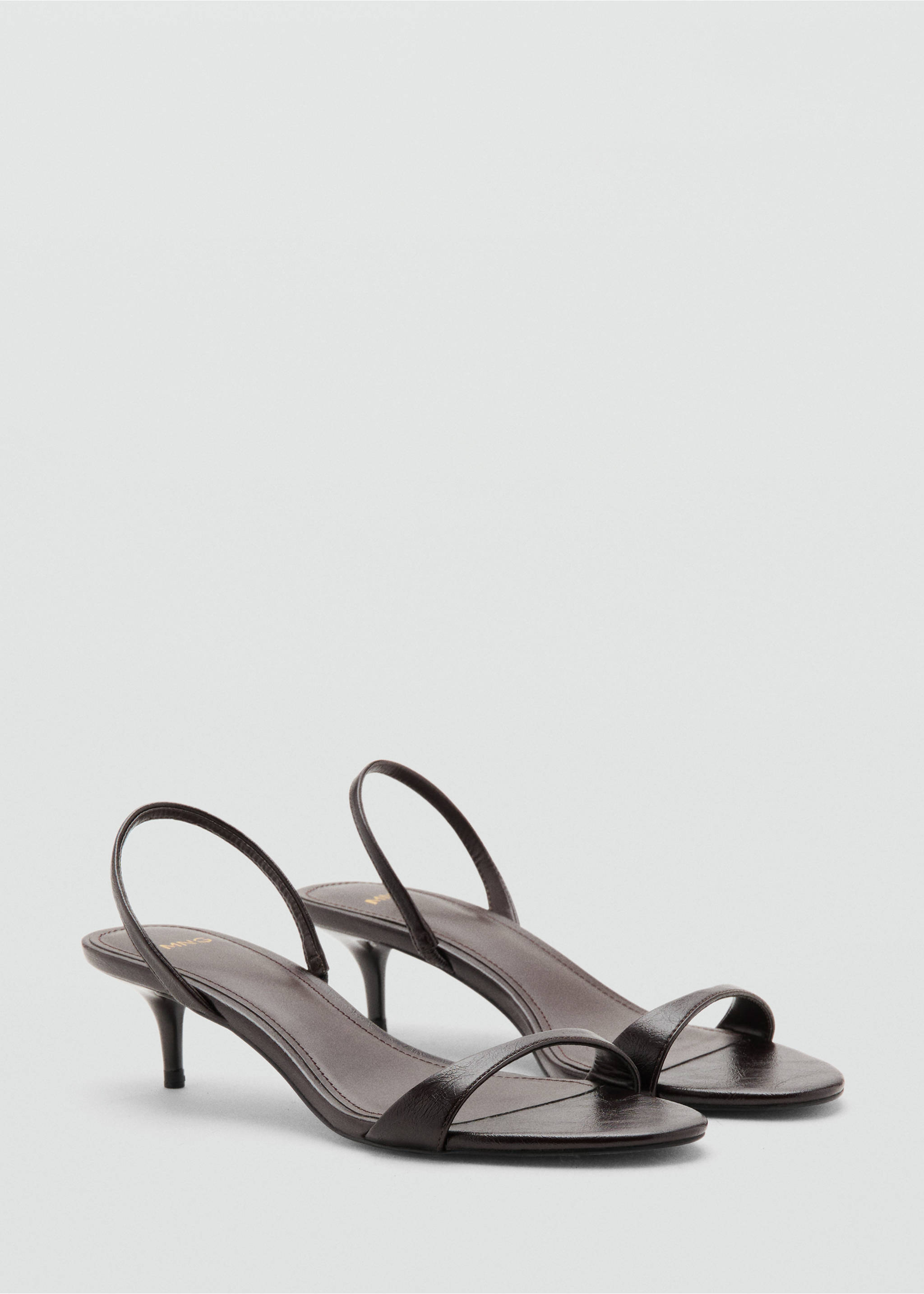 Kitten-heel sandals with strap - Medium plane, Chocolate. Ref: 27072932-00.