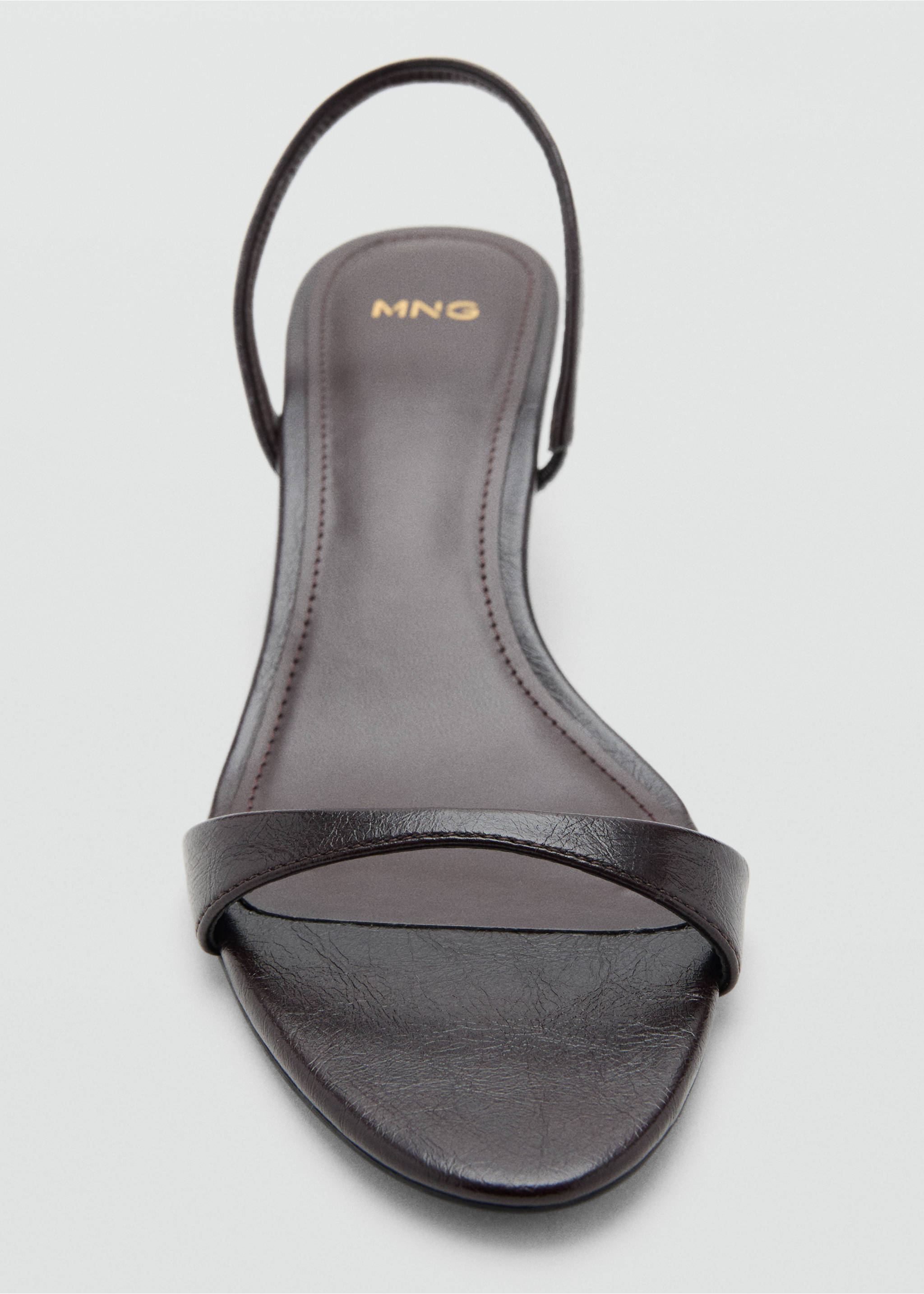 Kitten-heel sandals with strap - Details of the article 3, Chocolate. Ref: 27072932-00.