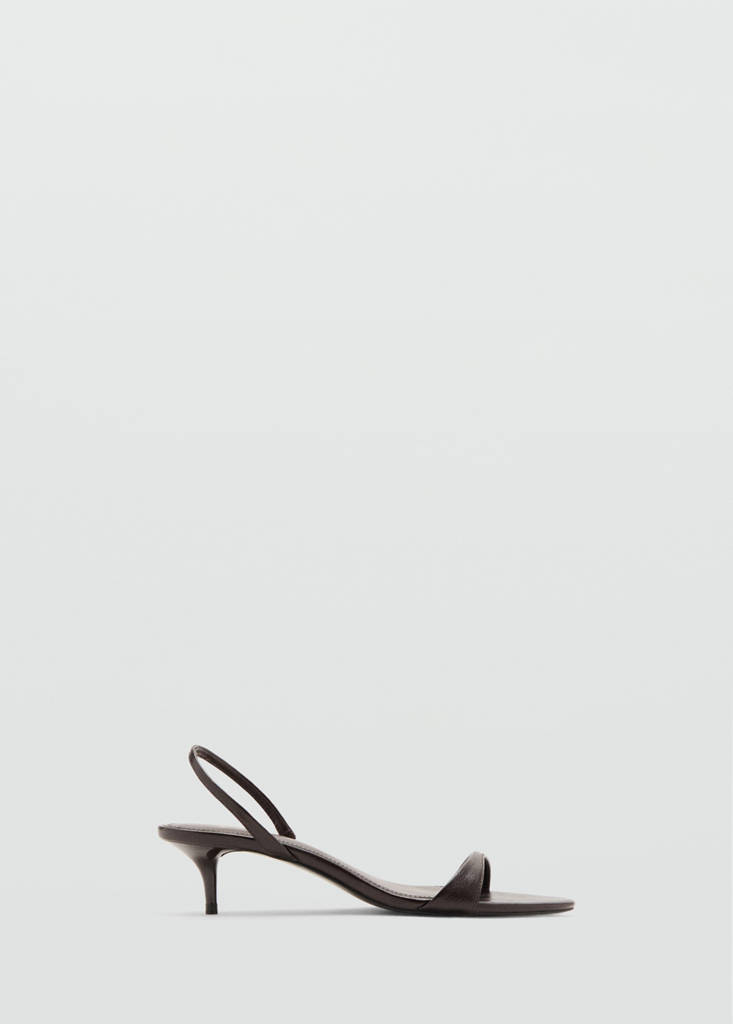 Kitten-heel sandals with strap — Chocolate