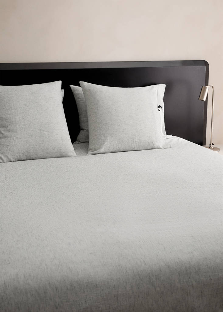 Fine striped cotton-linen duvet cover for a 90 cm bed — Grey