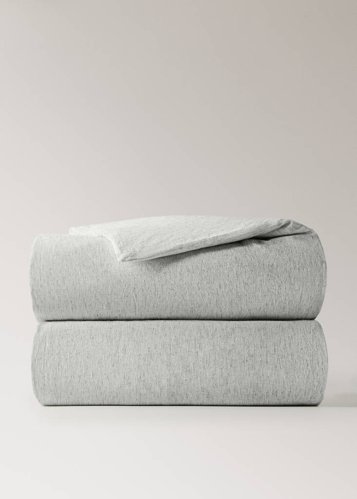 Fine striped cotton-linen duvet cover for a 90 cm bed — Grey