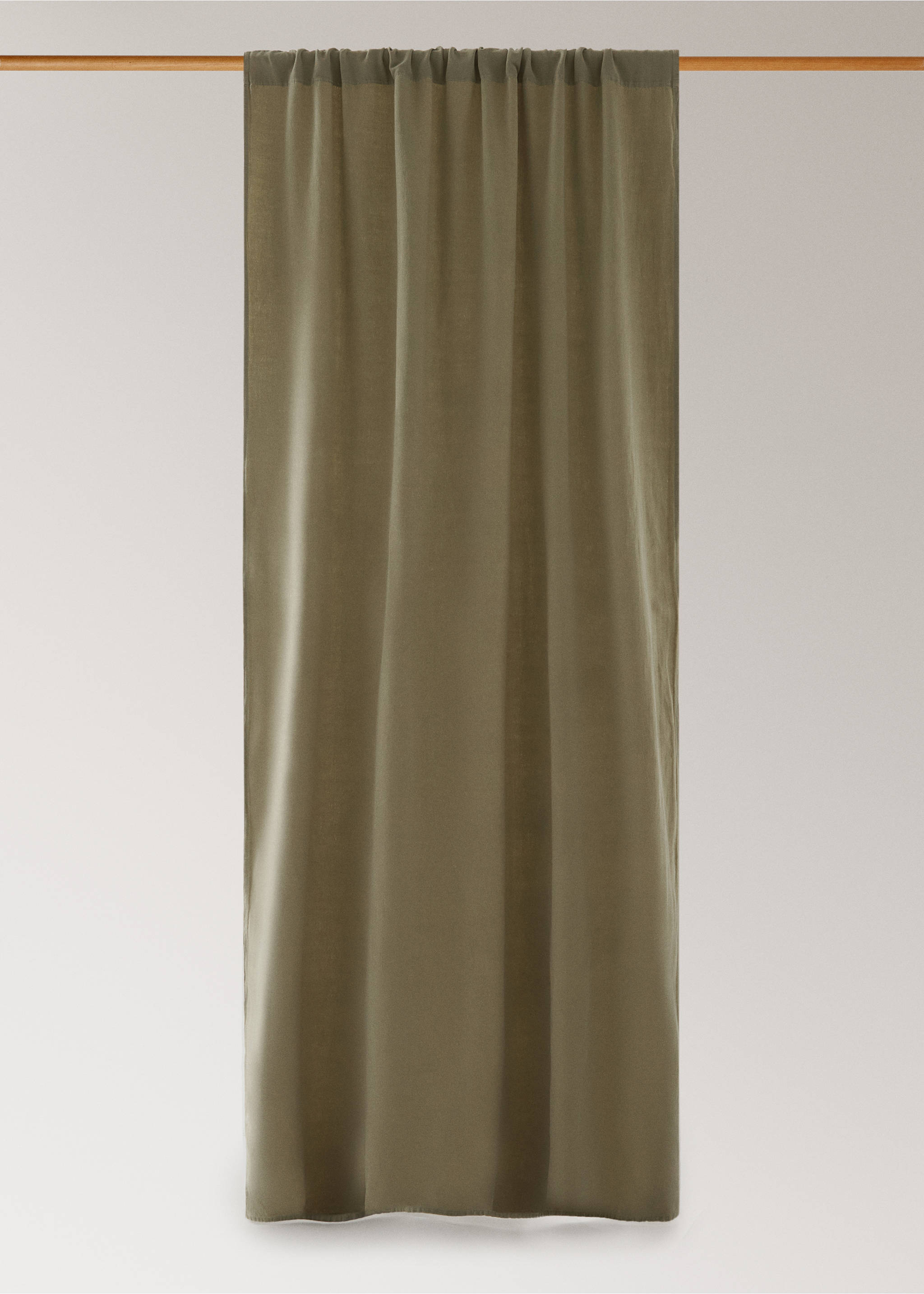 High opacity linen cotton curtain - Article without model, Green. Ref: 27073273-00.