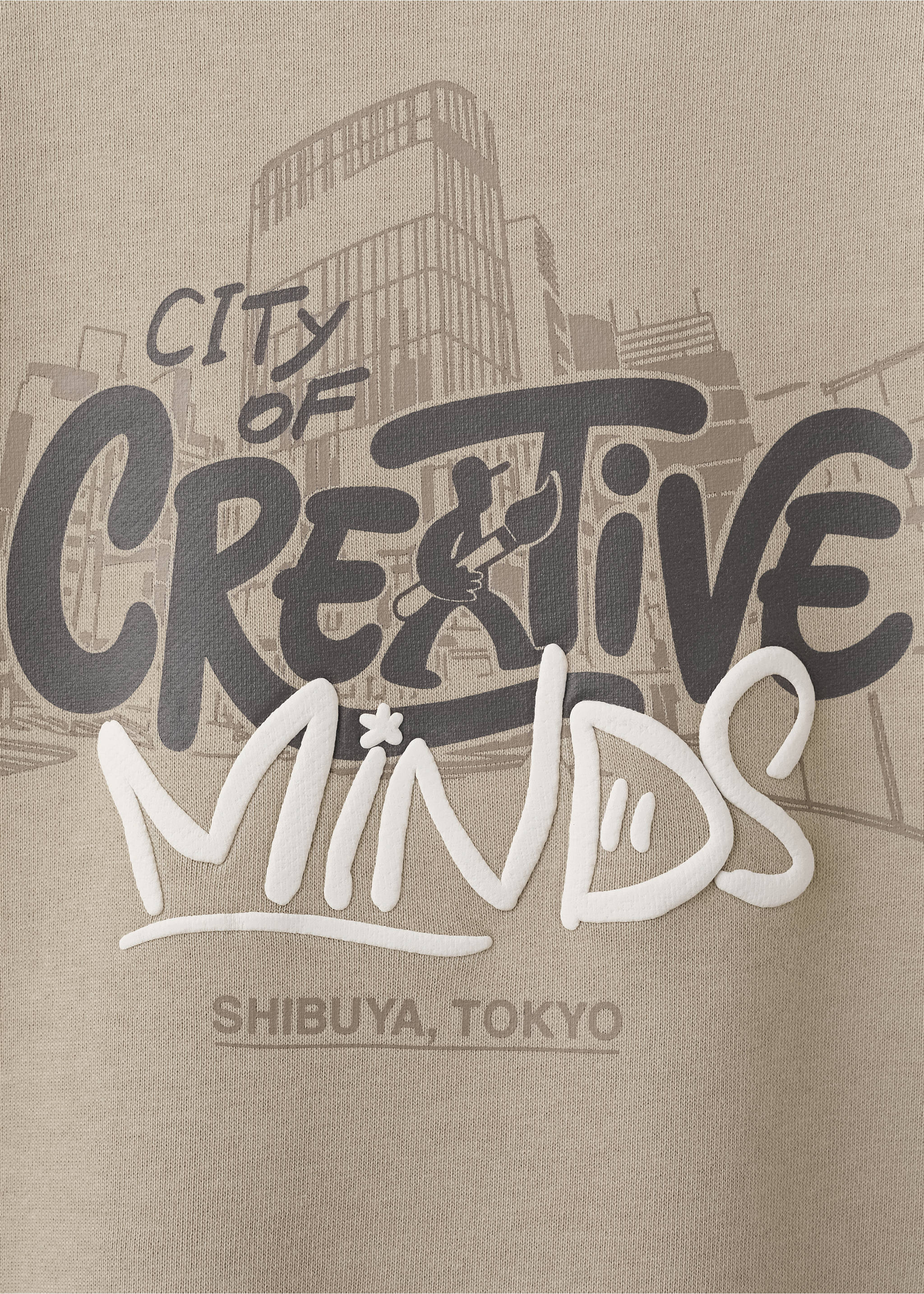 Sudadera algodón estampada - Detalle del artículo 0, Arena. Ref: 27073278-00.