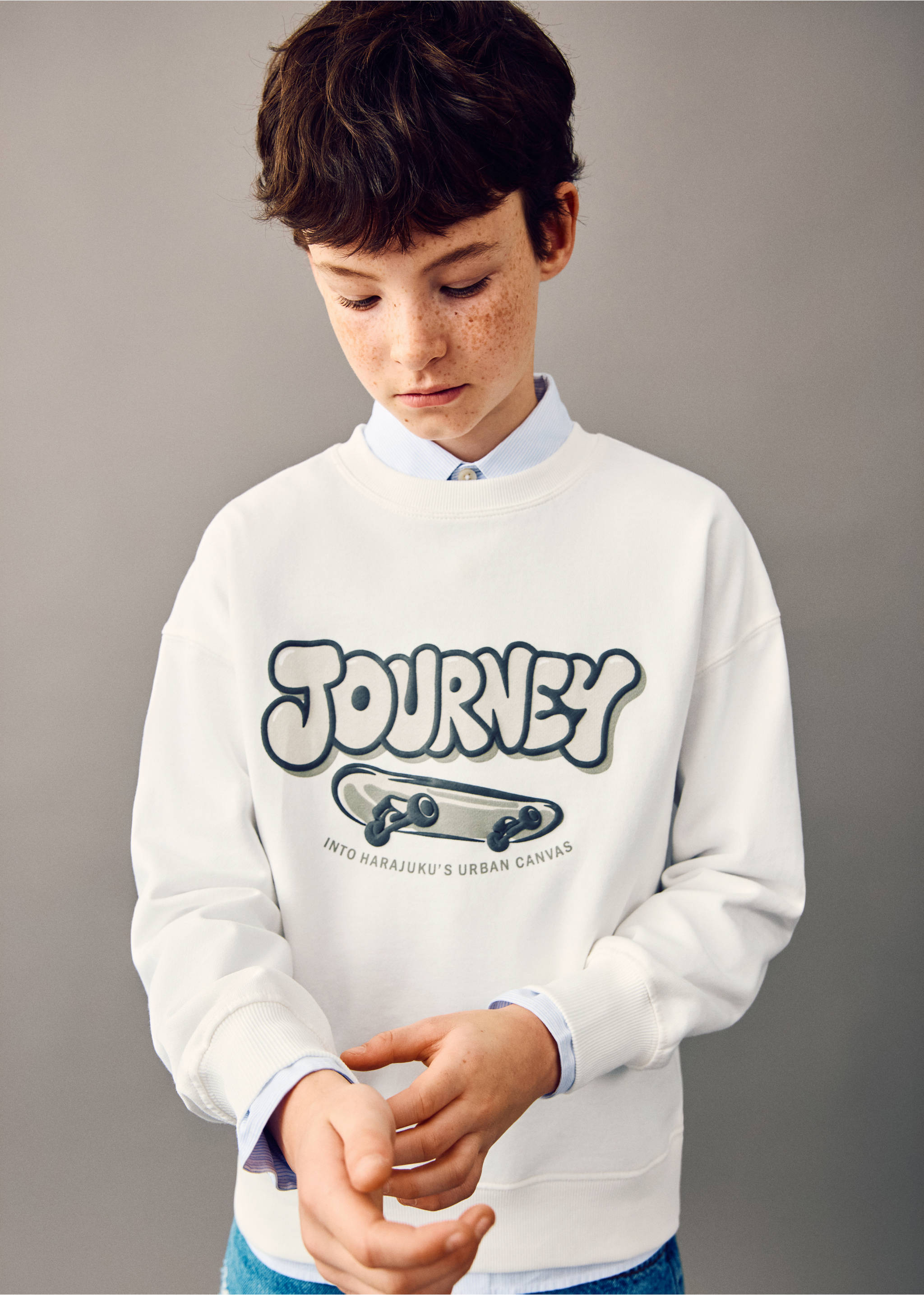 Printed cotton sweatshirt - Medium plane, Off White. Ref: 27073279-00.