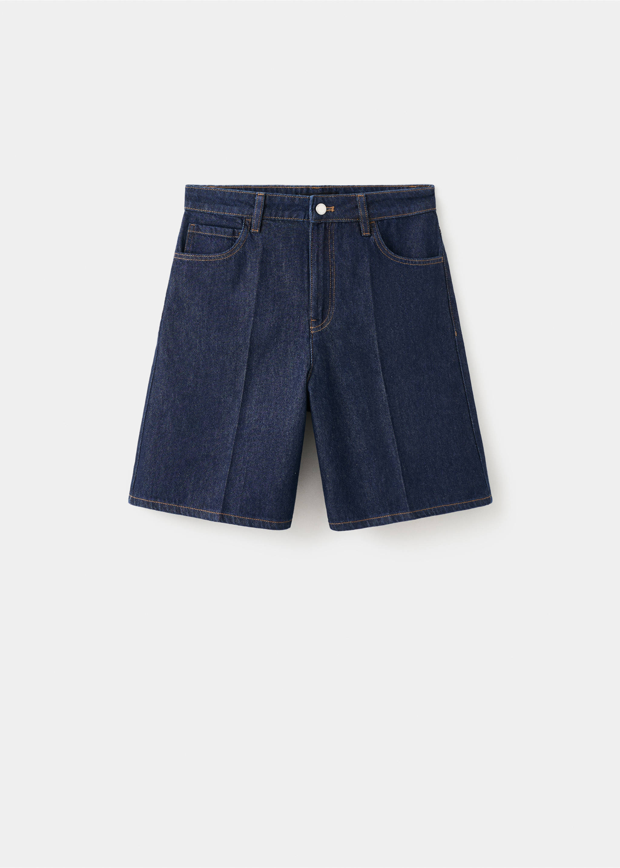 High-waist straight-fit denim shorts - Article without model, Open Blue. Ref: 27073280-00.