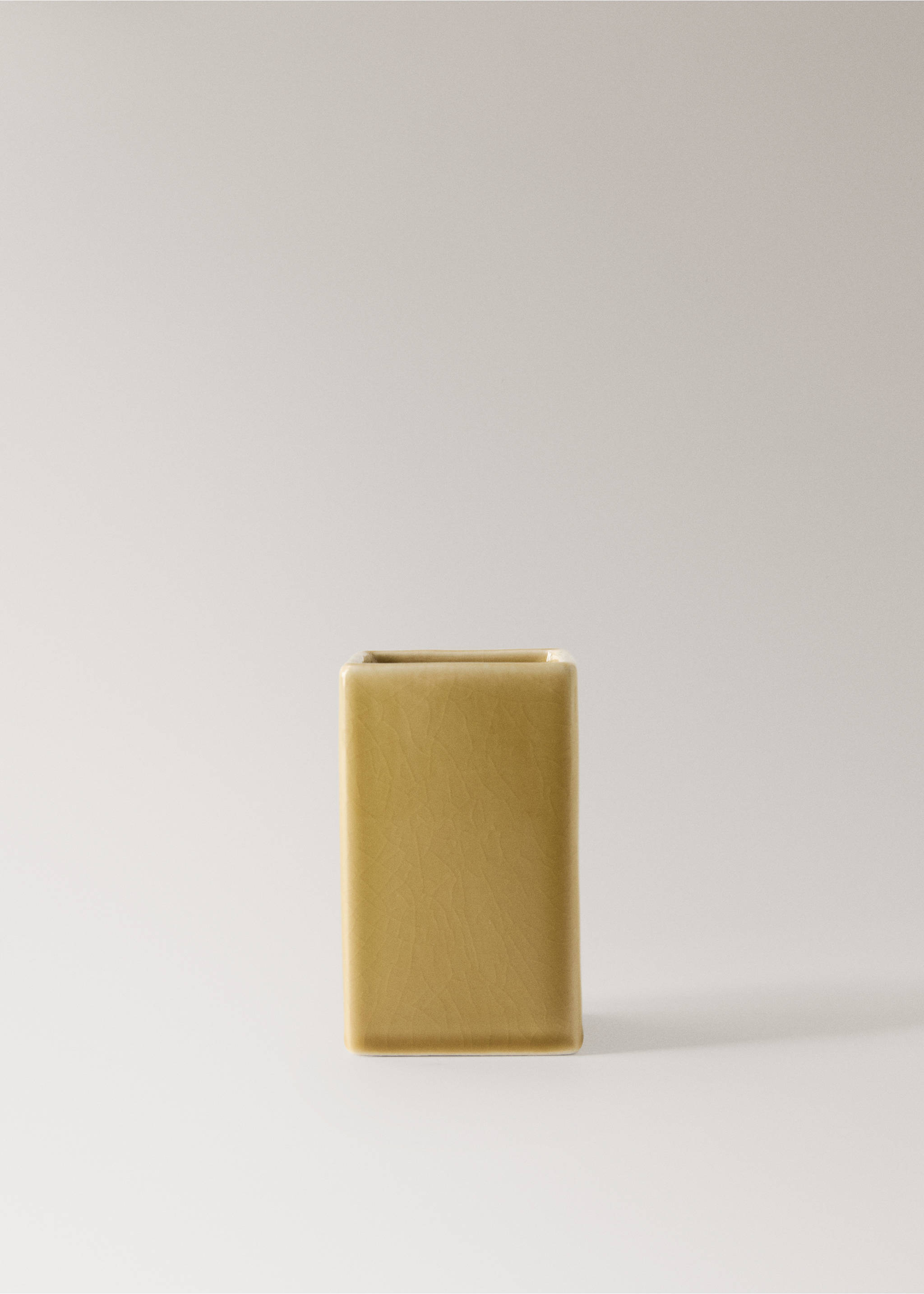 Crackled ceramic toothbrush tumbler - Article without model, Ochre. Ref: 27073283-00.