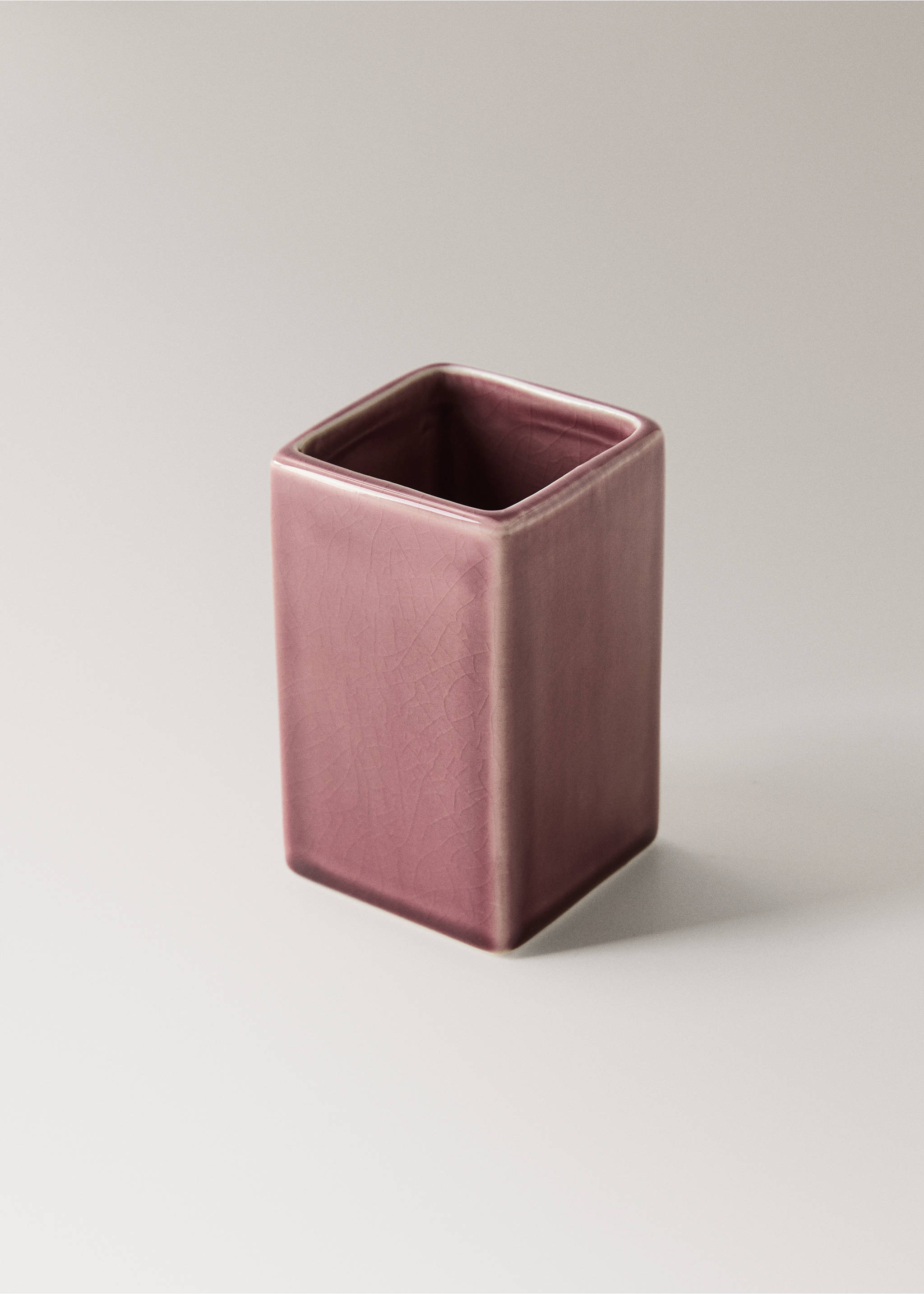 Crackled ceramic toothbrush tumbler - Details of the article 1, Cherry. Ref: 27073283-00.