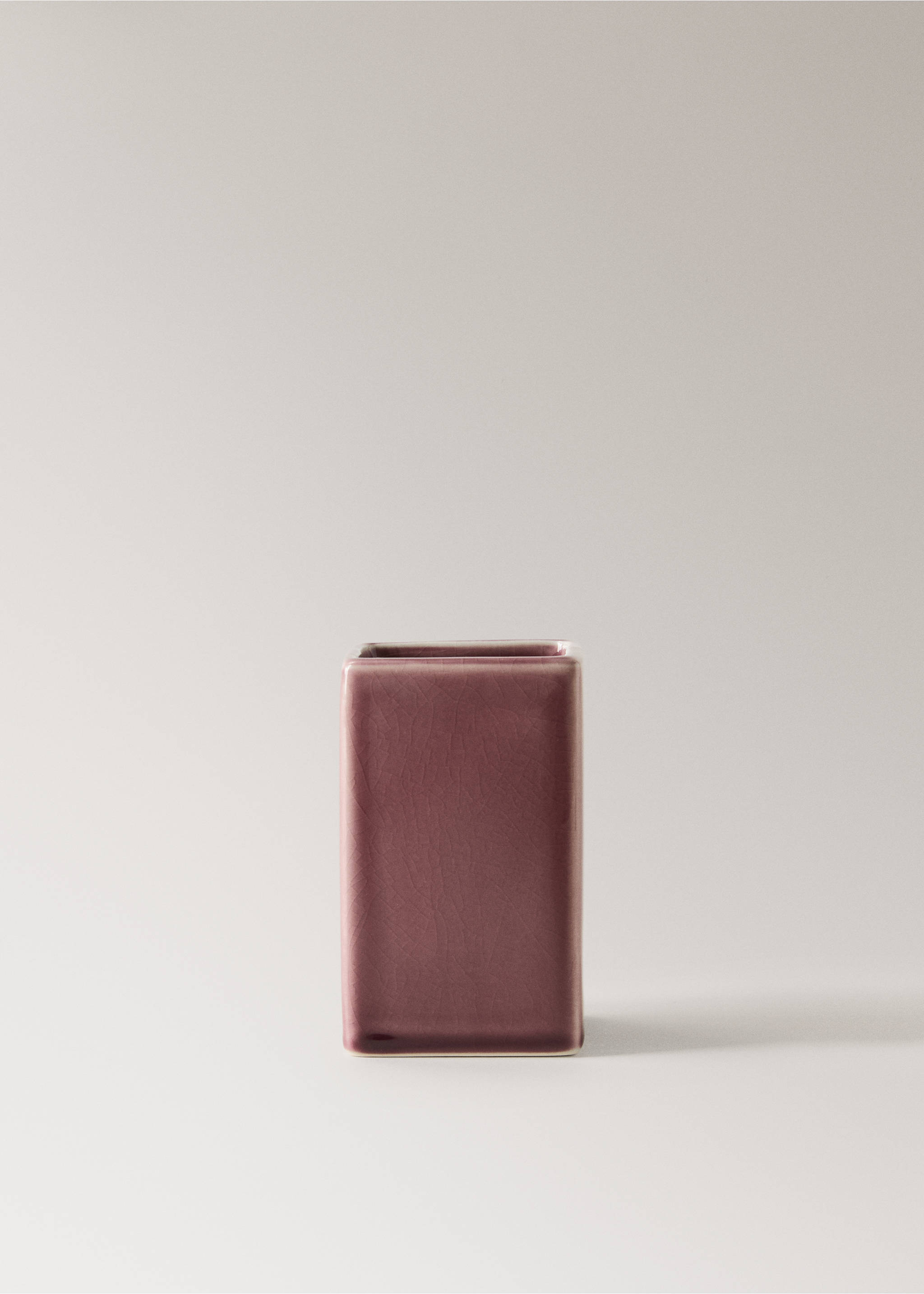 Crackled ceramic toothbrush tumbler - Article without model, Cherry. Ref: 27073283-00.