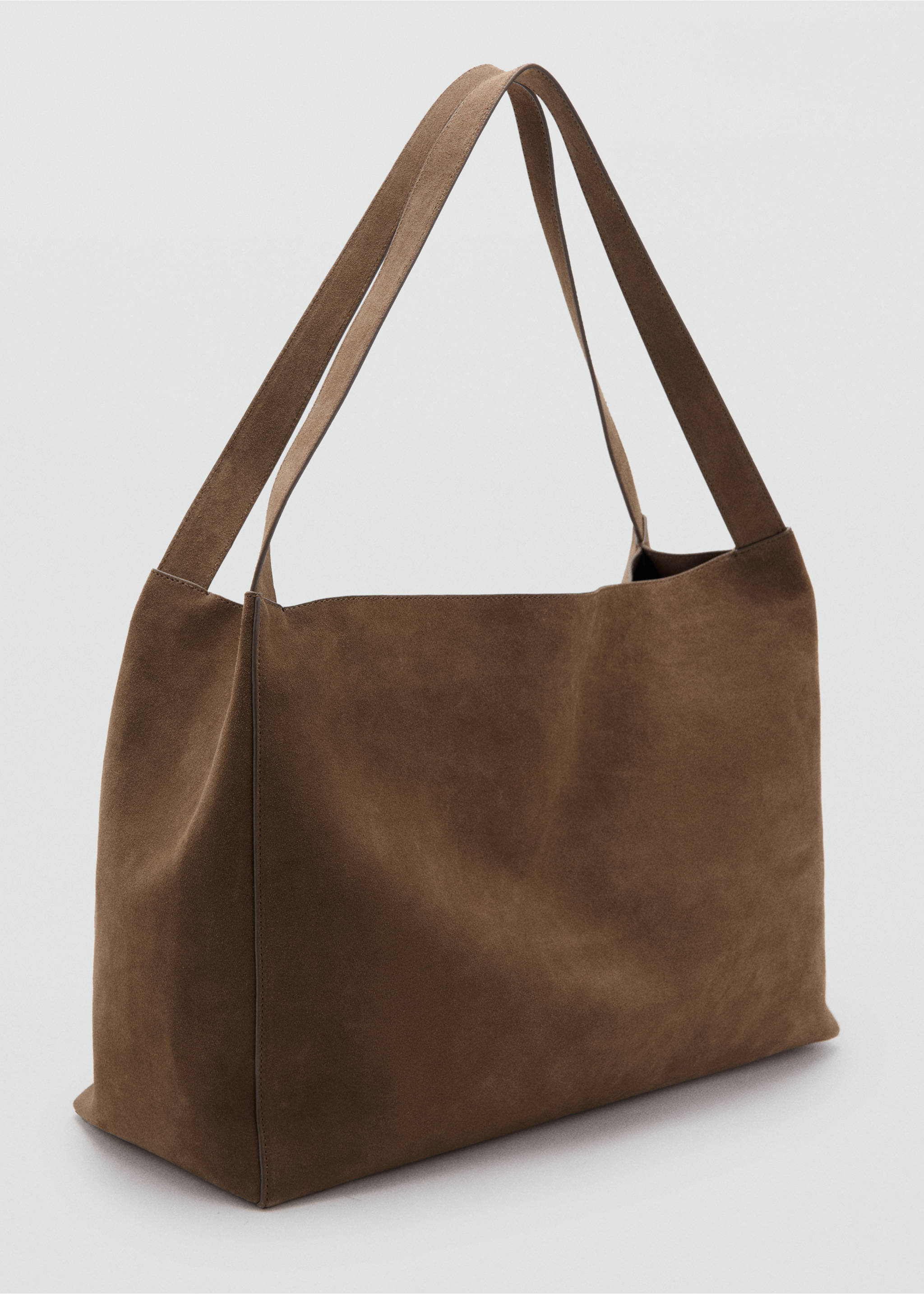 Suede leather shopper bag - Medium plane, Medium Brown. Ref: 27073289-00.
