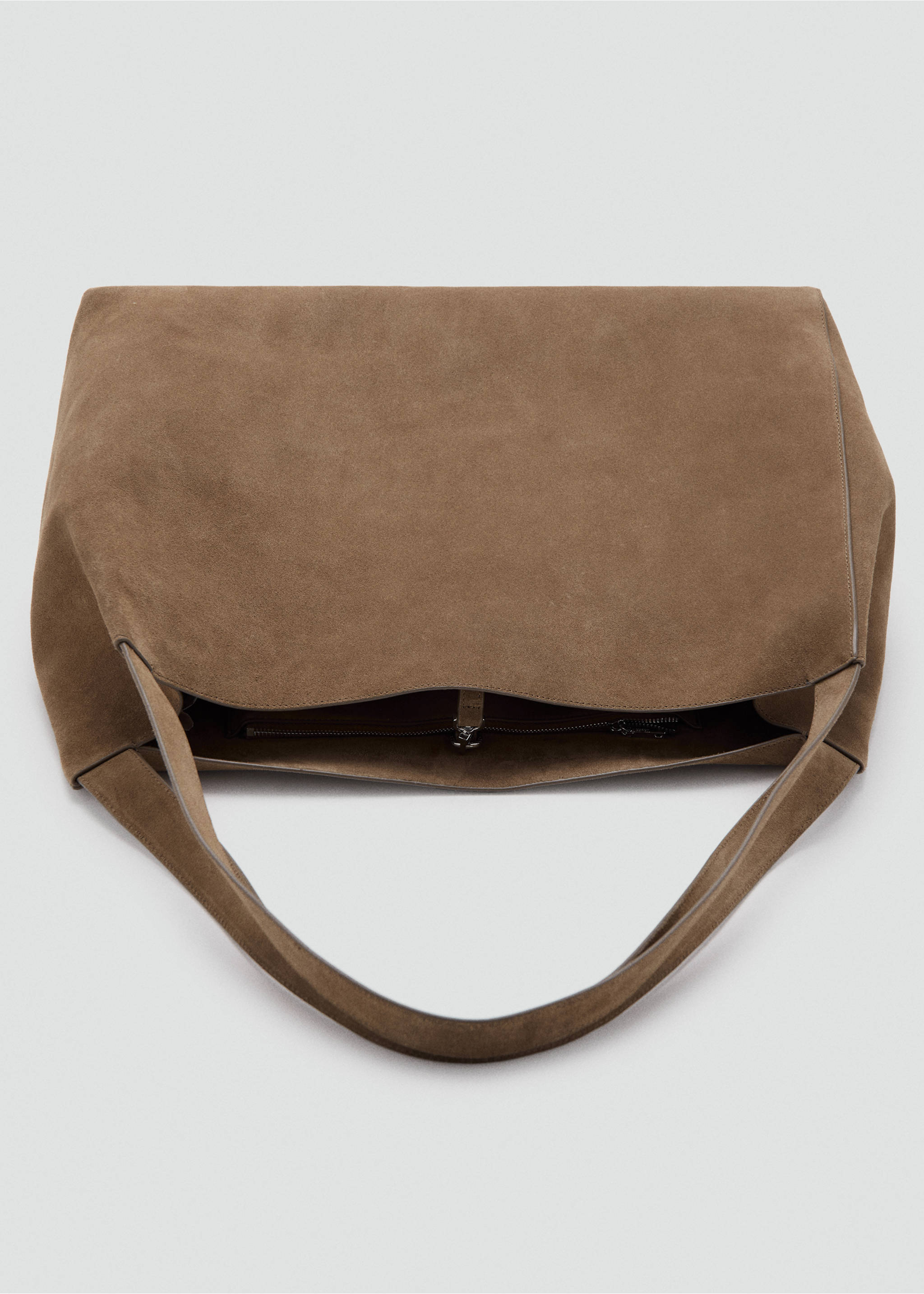 Suede leather shopper bag - Details of the article 3, Medium Brown. Ref: 27073289-00.