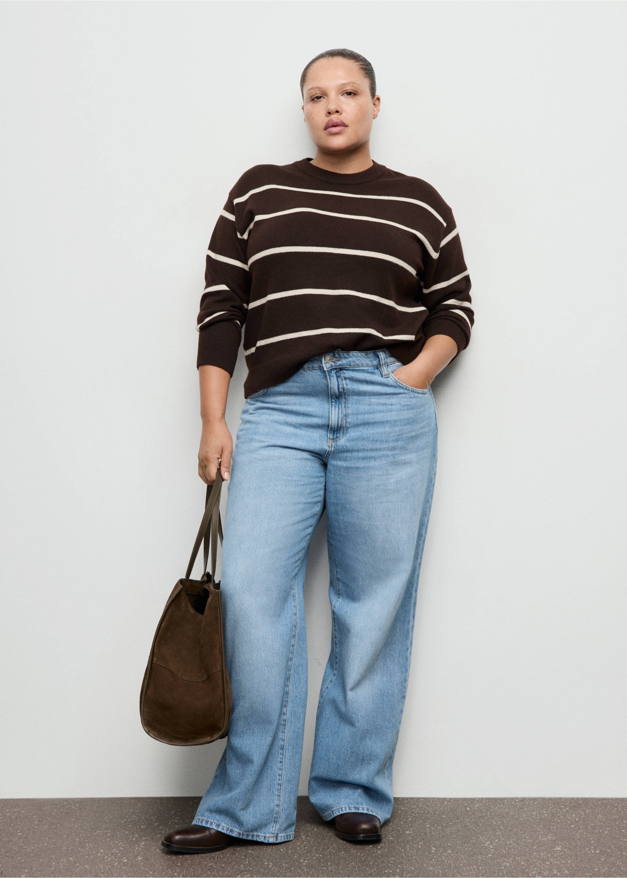 Danila high-waisted wide leg jeans - Details of the article 3, Medium Blue. Ref: 27073290-00.